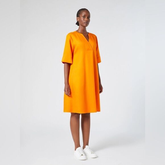NWT women’s MARINA RINALDI SPORT Orange linen blend flare midi dress size 14 - Picture 1 of 11